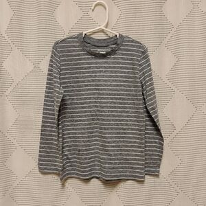 Jumping Beans Grey and White Striped Long Sleeve Essential Tee Boys Size 6